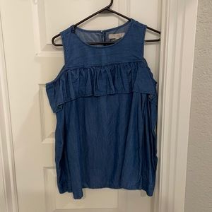 Loft cold shoulder. Chambray. Worn twice. Size M